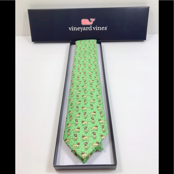 SOLD Vines Santa Hat Yellow Lab Green Silk Tie - Picture 4 of 7